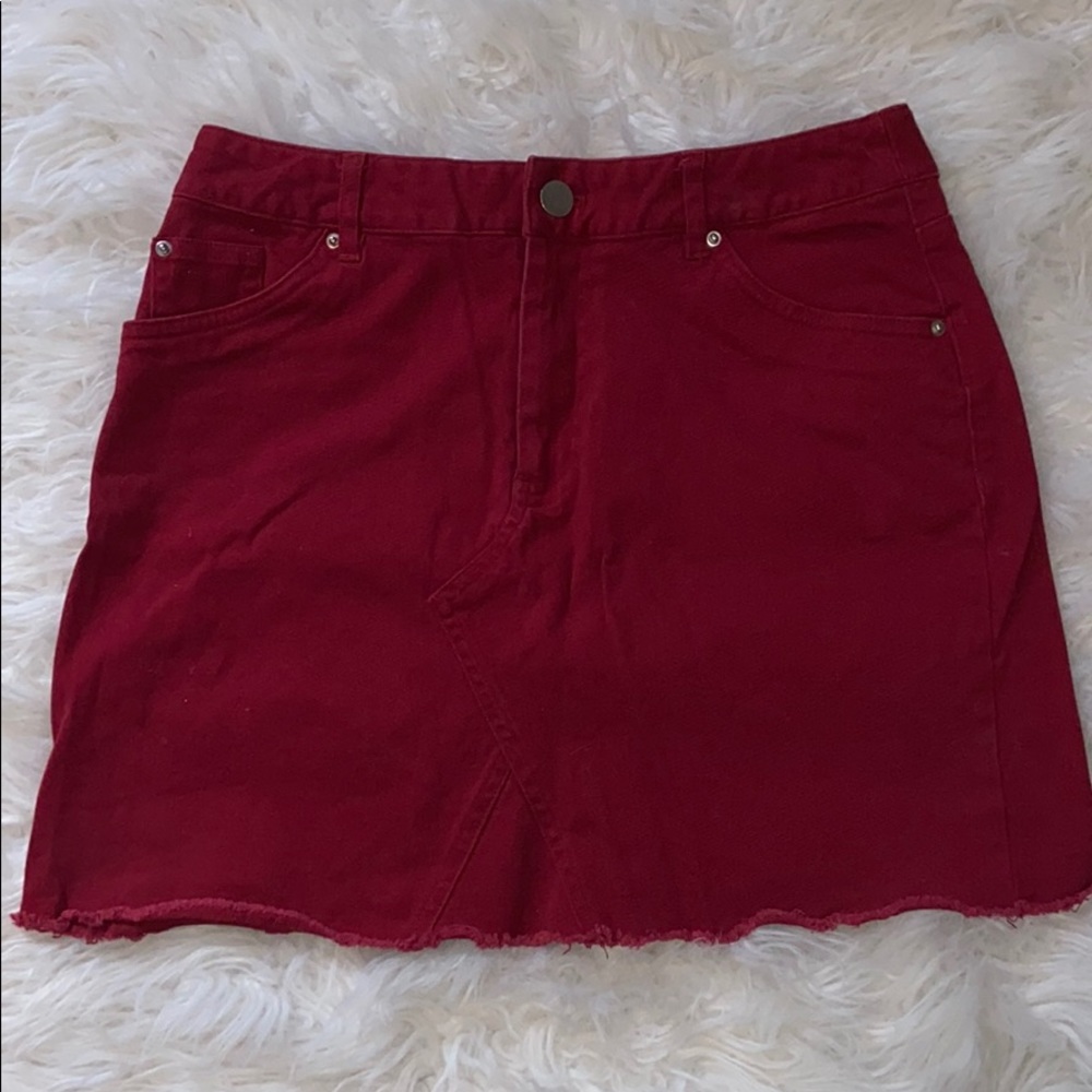 forever 21 red denim mini skirt
